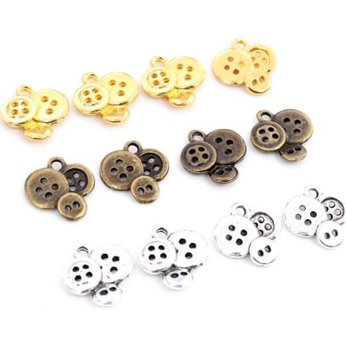 15x14mm 20pcs Antique Bronze Gold Silver Plated Button Handmade Charms Pendant:DIY for bracelet necklace supplies