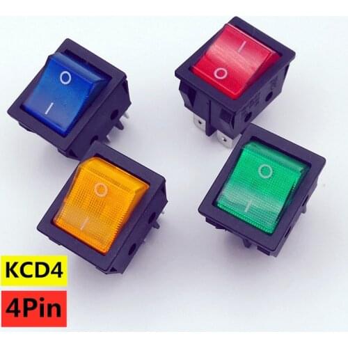 16A 250VAC / 20A 125VAC high current KCD4 22 * 29 red copper rocker power switch 4Pin button electrical accessories