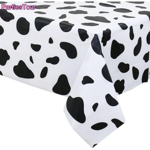 1X Farm Table cover Cow Print Plastic Tablecloth Disposable PVC Table Cover for Farm Animal Themed Birthday Party Picnic Suppies