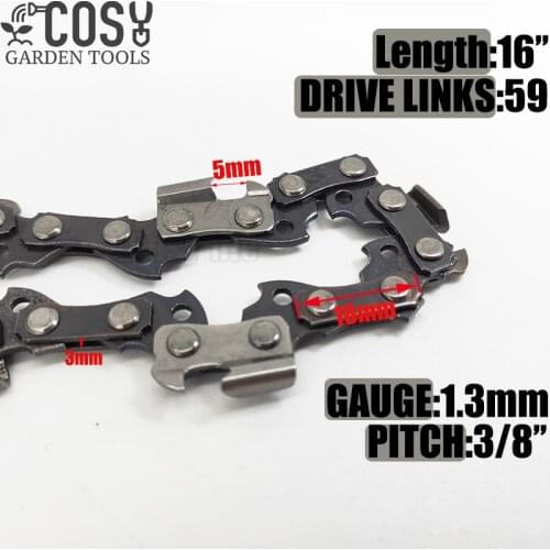 2Pcs/set 16 Inch Chainsaw Chain Blade Wood Carving Replacement Parts 59 Drive Links 3/8" Pitch Chain saw Mill Chain