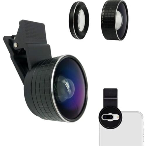 2 IN 1 Dual Camera Macro Lens 20X Macro Mobile Phone Camera Lenses & HD 128 Degree Super Wide Angle Lens For iPhone X 8 7 Plus
