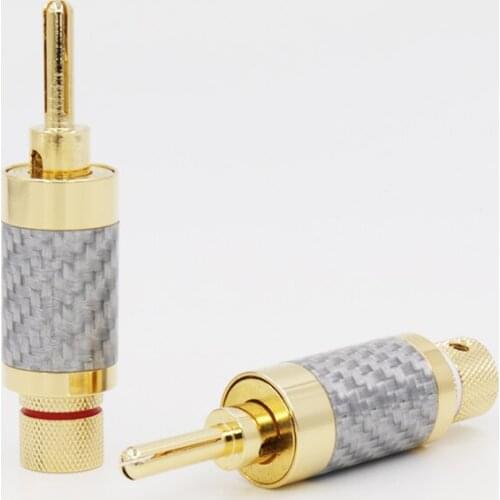 4pcs Hifi audio Gold Plated Carbon Fiber Speaker Cable Wire Extension adapter Banana Plug Connector 7mm