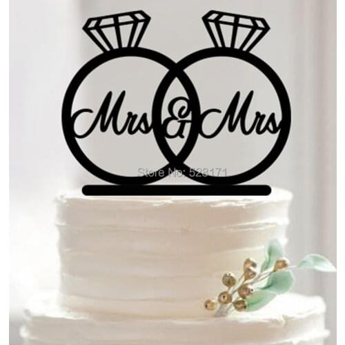 Lesbian Wedding Cake Topper Homosexual Couple Mrs and Mrs Acrylic Cake Topper Groom and Bride Acrylic Cake Topper Free Shipping