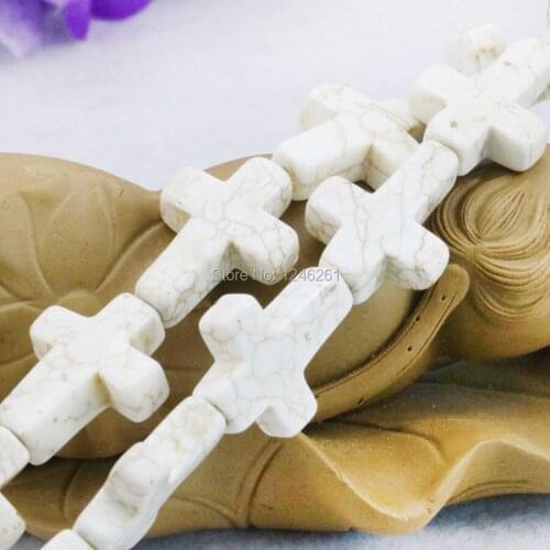Accessories Turkey Stone Cross Loose Beads DIY Howlite 15inch Accessories Lucky Prayer Stone 15x20mm Women Jewelry Making Design