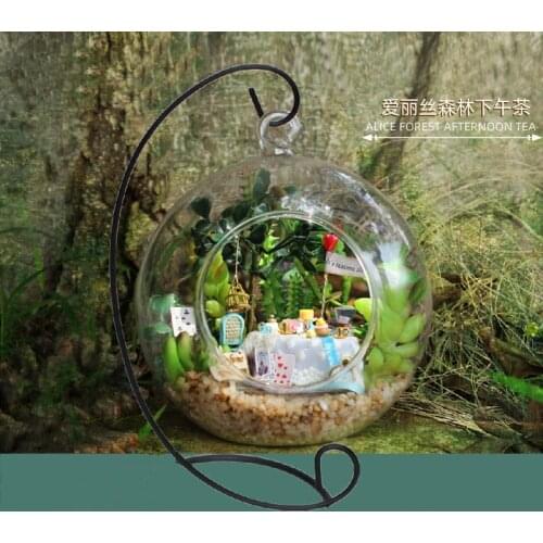 B011 DIY Beautiful Fairy Alice Forest Dollhouse Furniture Model Kit Miniature Glass Ball Wooden Doll House Handmade Toys Crafts