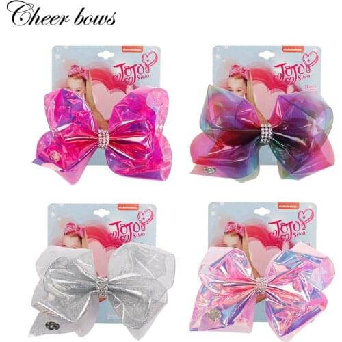Cheer Bow Hair Accessories for Girl 5.5"PVC Hair Bows for Girls Soft Leather Hairgrips for Kids Transparent Rainbow Hairbow