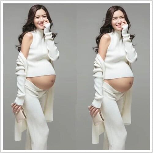 Maternity Photography Props Knitted Cotton Maternity Set Clothes 3sets Pregnant Outfits Fancy Pregnancy Photo Props Shoot