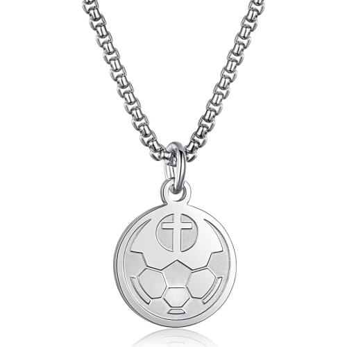 Baseball Football Cross Scripture Sport Fitness Pendant Necklace For Men Stainless Steel Exercise Necklaces Jewelry