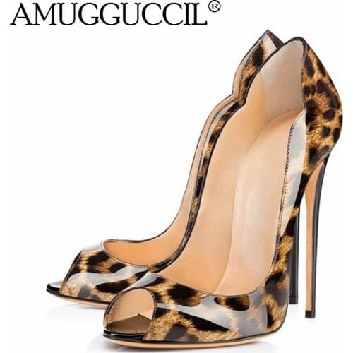 Customize Plus Big Size 35-47 Black Apricot Red Blue Leopard Fashion Sexy High Heel Spring Summer Ladies Shoes Women Pumps D1252