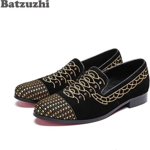 Batzuzhi Brand Designers Loafers Shoes Men Black Suede Casual Leather Mens Shoes Flats Drivers Comfortable mocassin homme