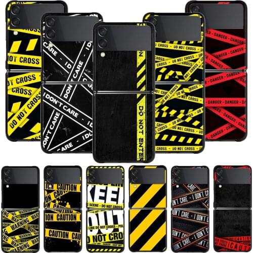 Phone Cases For Samsung Galaxy Z Flip3 5G z flip Z Flip 3 5G Black Case Hard Cover Funda Tape Keep Out Funny Cool Wall Decor Art