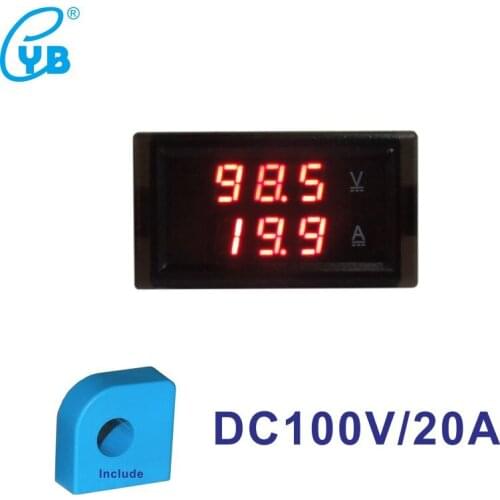 DC 0-100V Hall Sensor Transformer DC 20A DC Voltage Current Meter LED Digital Voltmeter Ammeter Hall Ampere Voltage Panel Meter