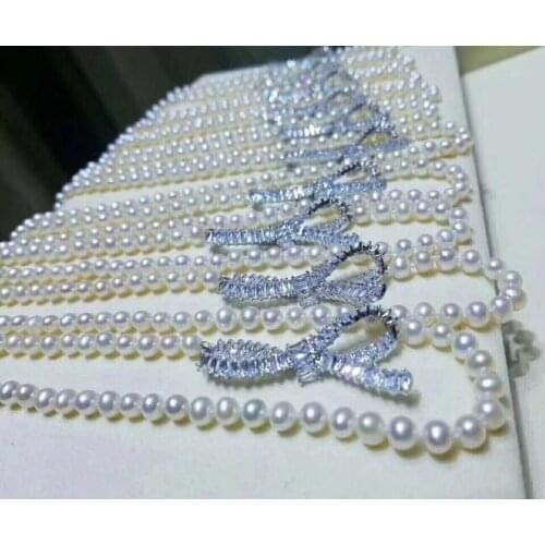 Elegant 9-10mm round white pearl necklace 18inch