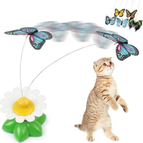 Electric Rotating Colorful Butterfly Funny dog Cat Toys bird Pet Seat Scratch Toy For Cat Kitten dog cats intelligence trainning