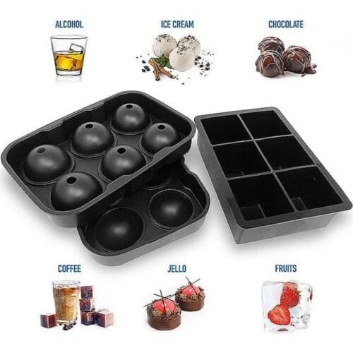 Square/Ball Ice Cube Maker 6 Cell Silicone Ice Tray Mould Large Size DIY Whiskey Ice Ball Maker Party Bar tools Ice Cube Tray