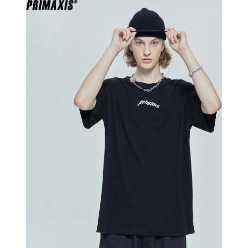 PRIMAXIS 2021Summer Hip Hop High Streetwear oversized t shirt for men LOGO Print T Shirt Cotton Men Casual Wear Tee Shirt Homme
