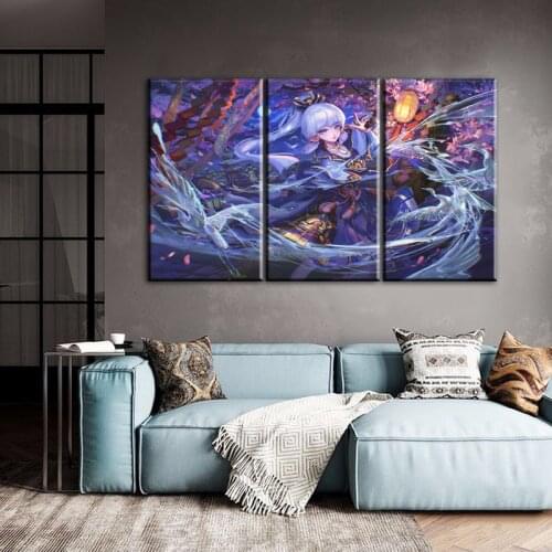 Genshin impact Game poster home decor hd painting Kamisato Ayaka miss wall painting poster anime Study Bedroom Bar Cafe Wall