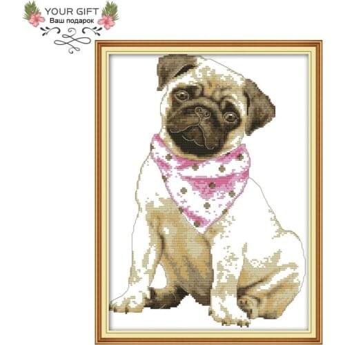 Joy Sunday DA165 14CT 11CT Counted and Stamped Home Decor Shar Pei Needlework Needlepoint Embroidery DIY Cross Stitch kits