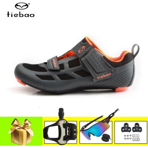 Tiebao Road Bike Shoes Add SPD-SL Road Pedals Men Triatlon Breathable Self-locking Cycling Sneakers Outdoor Sapatilha Ciclismo