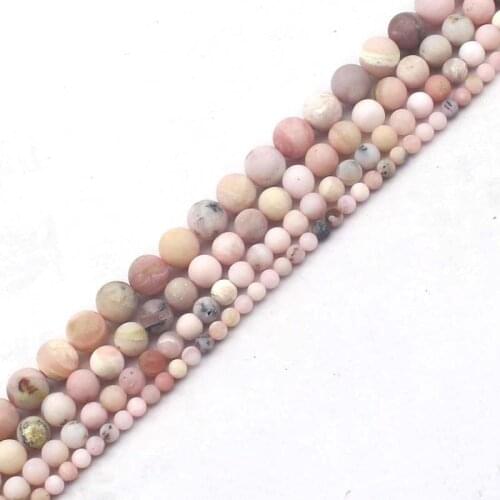 Round frost pink opal stone beads natural gemstone beads DIY loose beads for jewelry making strand 15" wholesale