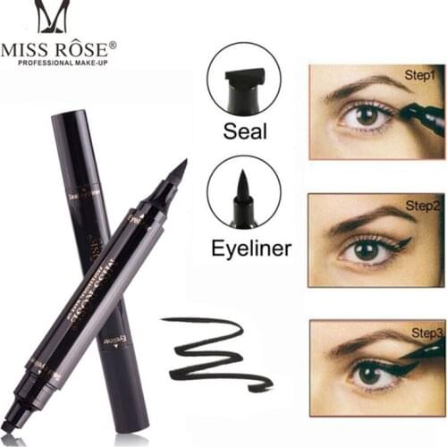 Hot 2In1 Black Eyeliner Pencil Makeup Stamp Liquid Seal Pen Waterproof Quick Dry Double-Headed Thin Wing Eye Makeup Cosmetic
