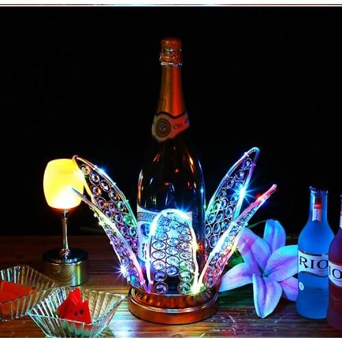 Lotus flower rechargeable LED Luminous Beer Wine Holder Glowing Champagne Cocktail Drinkware disco party bar accessories