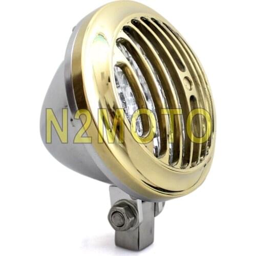 Motorcycle Grille Prison Billet Brass Headlight Polish Aluminum Head Lamp Lighting for Harley Softail RoadKing Wide Glide