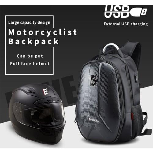 Carbon Fiber Motorcycle Backpack Helmet Motorcycle Bag Hard Shell Bag Waterproof Computer Bag For Men Luggage Bag