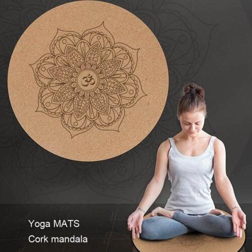 Nagudi Cork Small Round Yoga Mat Non-slip Natural Rubber Meditation Mat Meditation Mat