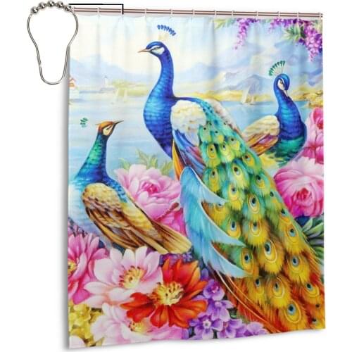 2021 NEW High Quality Printed Peacock feather Fabric Shower Curtains Screen ery Waterproof Products Bathroom Decor