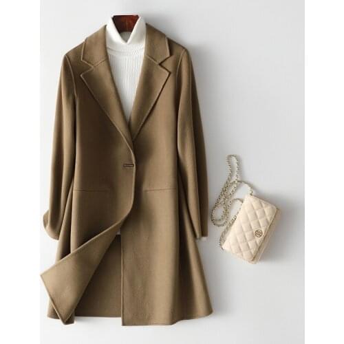 French Coat Gentle Wind Small Double-sided Coat Womens Double-sided Woolen Coat Mid Long Autumn and Winter