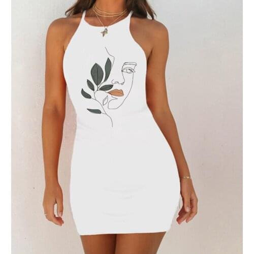 Sexy Party Dress Women Sleeveless Summer Bodycon Mini Female Dress Aesthetic Flowers Print Vintage O- Neck Sling Ladies Clothes