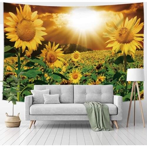 Sunflower Tapestry Spring Farmhouse Yellow Floral Sunshine Tapestry Wall Hanging For Livingroom Bedroom Home Decor 90X59 Inches