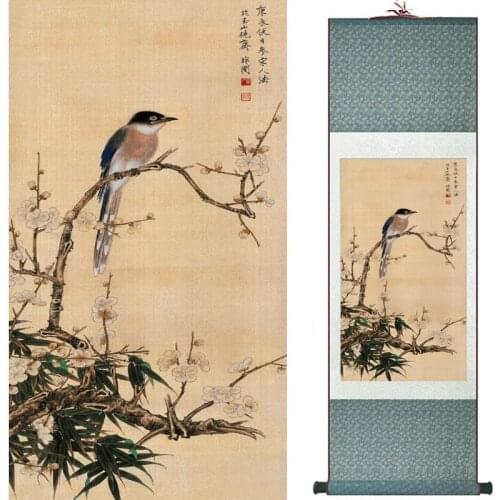 Birds on the tree Painting Home Office Decoration Chinese scroll painting birds painting birds and flower painting2018062903