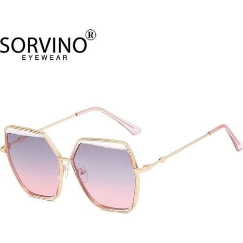 SORVINO Retro Purple Polarized Square Sunglasses 2020 Women 90s Luxury Brand Rose Gold Glitter Mirror Sun Glasses Shades SP300