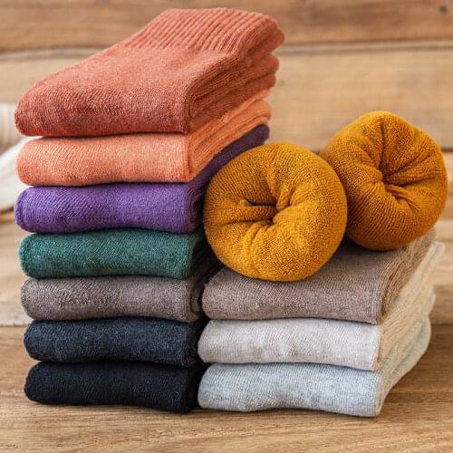 Warm Terry Cotton Socks Man Winter Warm Thicken Thermal Socks Casual Wool Towel Socks Women Soft Floor Socks Japanese Fashion