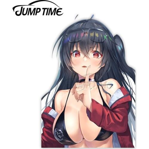 Jump Time 13cm x11.5cm Car Sticker Sexy Anime Girls Decals Personality Laptop Trunk SUV JDM Waterproof Vinyl Car Decor