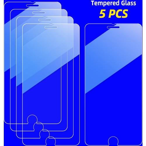 5Pcs Tempered Glass Phone Screen Protectors on the For iphone X XR XS 11 Max 12 Pro 5 6s 7 8 plus Smartphone Protective Glass