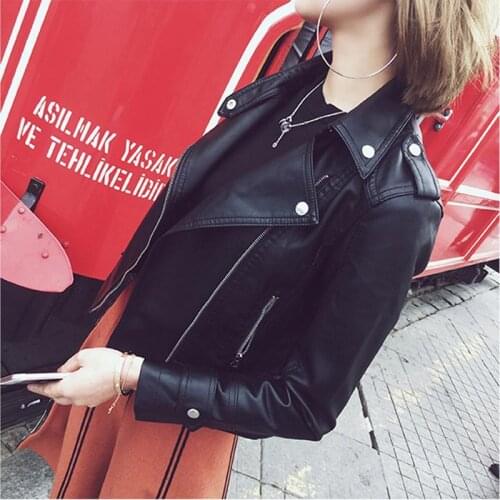 Women Faux Leather Jacket Coat Womens Autumn Winter Womens Motorcycle Clothing Leather PU Leather Coat Jacket Veste Femme