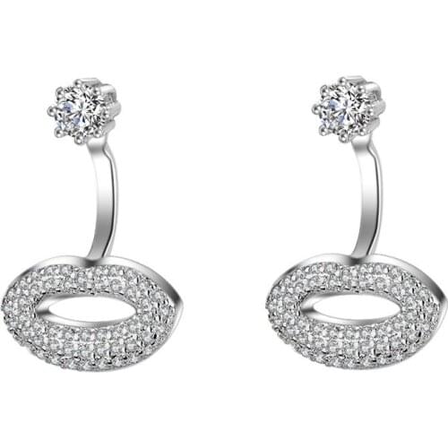 New Fashion 925 Sterling Silver Shiny CZ Zircon Lady Sexy Lips Female Ladies`stud Earrings Jewelry Birthday Gift Wholesale