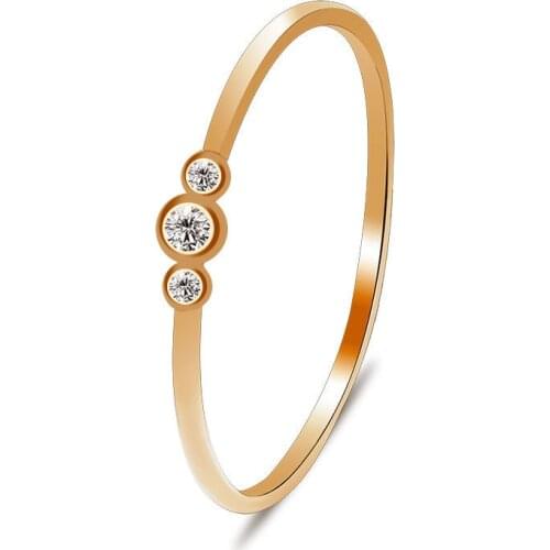 Fashion Three Zircons Ring for Women Simple Temperament Round Engagement Rings Girls Punk Jewelry Accessories Gift Party