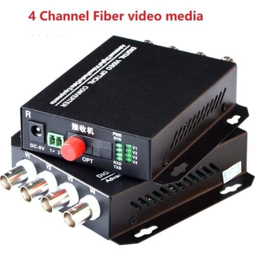 1 Pair single fiber 20KM Fiber Video optical transceiver 4 channel pure video optical transceiver FC port single mode