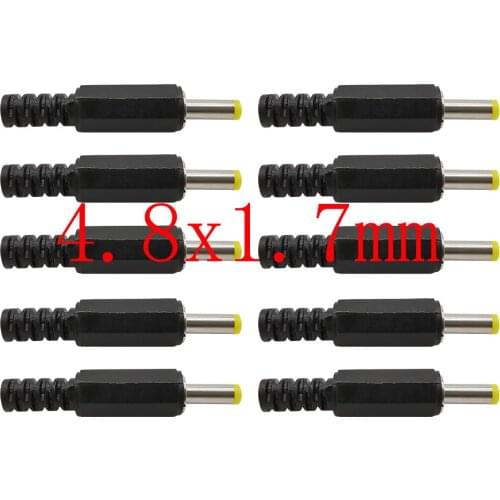 10PCS Yellow Head 4.8 x 1.7mm DC Power Plug Connector 4.8*1.7mm DC Male Socket Solder Welding Wire DIY Supply Plug Jack Adapter