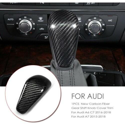 1x New Carbon Fiber Gear Shift Knob Cover Trim For Audi A6 S6 A7 S7 2015 - 2018