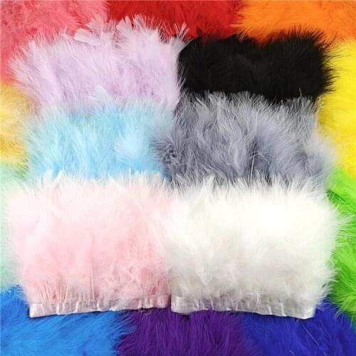 2Yards/Lot Natural Marabou Feather Fringe Trim Colored Fluffy DIY Turkey Feathers Dress Accessories Plumas Fringes for Clothes