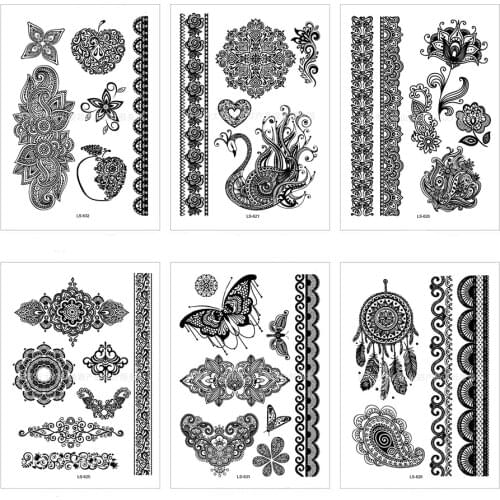 21 X 15 CM NEW Sexy beauty black lace fashion tattoo stickers