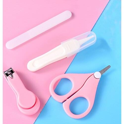 4 Pcs/Set Baby Nail Trimmer Care Products Newborns Safety Infant Nail Clippers Scissors Kit Cut Baby Nails Care Manicure Tools