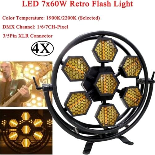 4Pcs/Lot LED 7x60W Retro Flash Lights DMX512 Flashing Lights Dance Club Disco Ball DJ Sound Party Club Stage Effect Lights