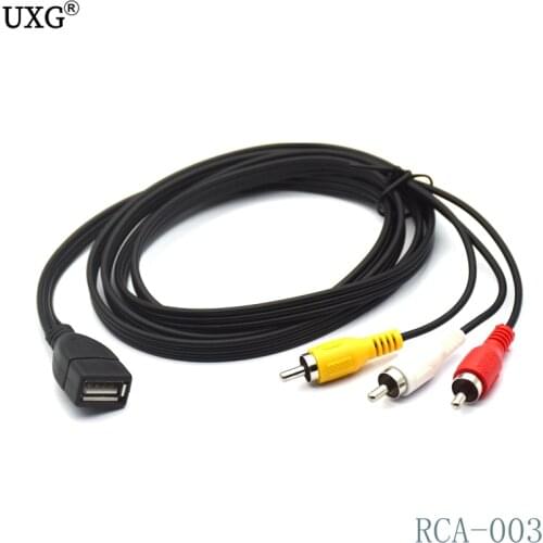 5 feet/1.5m USB Female to 3 RCA Male Audio Converter Video AV A/V Cable Camcorder Adapter USB to RCA Cable for AV Port TV Box