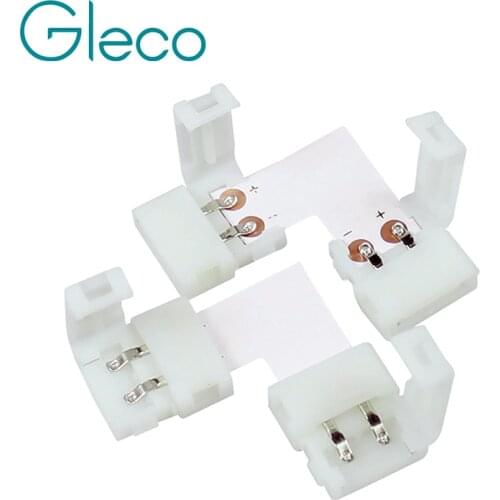 5 PCS/lot ,free soldering 10mm 2pin L shape PCB Board Connector for single color LED Strip L Shape LED Connector